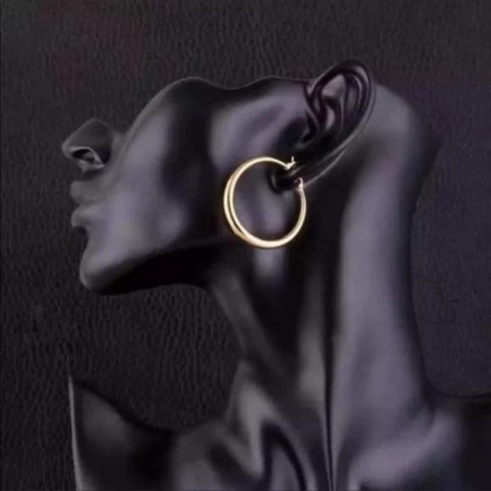 NEW 18K ROSE GOLD 1.5” ROUND HOOP EARRINGS, BEAUTIFUL EARRINGS, CUTE EARRINGS. - Picture 5 of 5